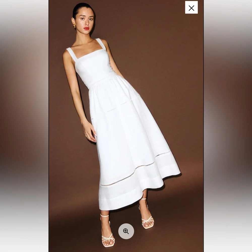 new Reformation Everett linen midi dress in white